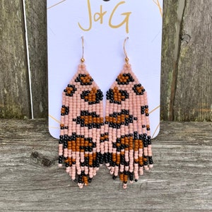 Courtney Earrings • Chalk Light Rose Pink Leopard