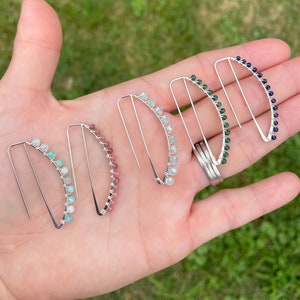 Shannon Hooks • 42mm “D” Silver • Navy Agate, Rhodochrosite, Dark Green, Aquamarine, African Turquoise, or Moonstone