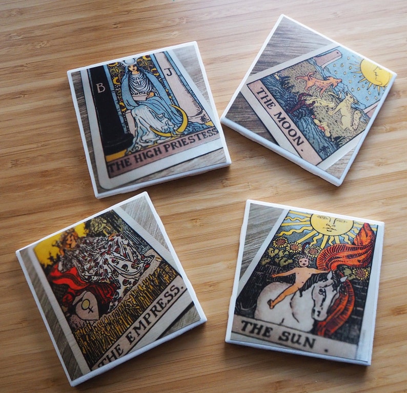 Tarot Card Ceramic Coasters Set of 1 to 4. the Sun Tarot the Etsy