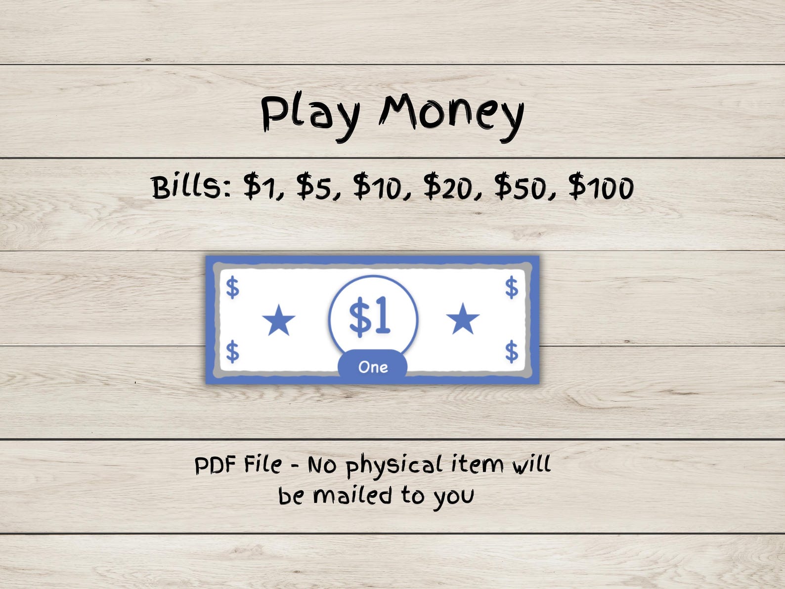 Play Money Printable PDF File Pretend Play Money - Etsy