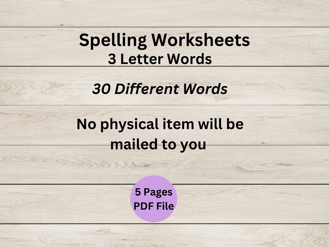 Spelling Worksheets - Three Letter Words - 30 Words - Complete the Word ...
