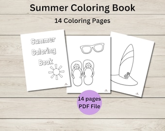 Summer Coloring Book: 14 Fun Pages (PDF File)