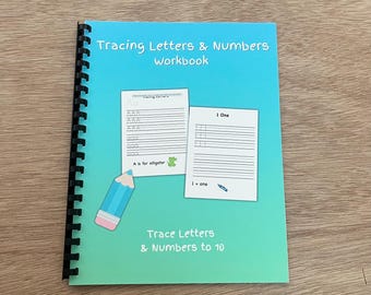 Tracing Letters and Numbers Workbook - Dry Erase or Paper - 36 Pages