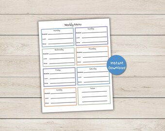 Weekly Meal Planner – Daily Sections, Notes (Instant Download PDF)