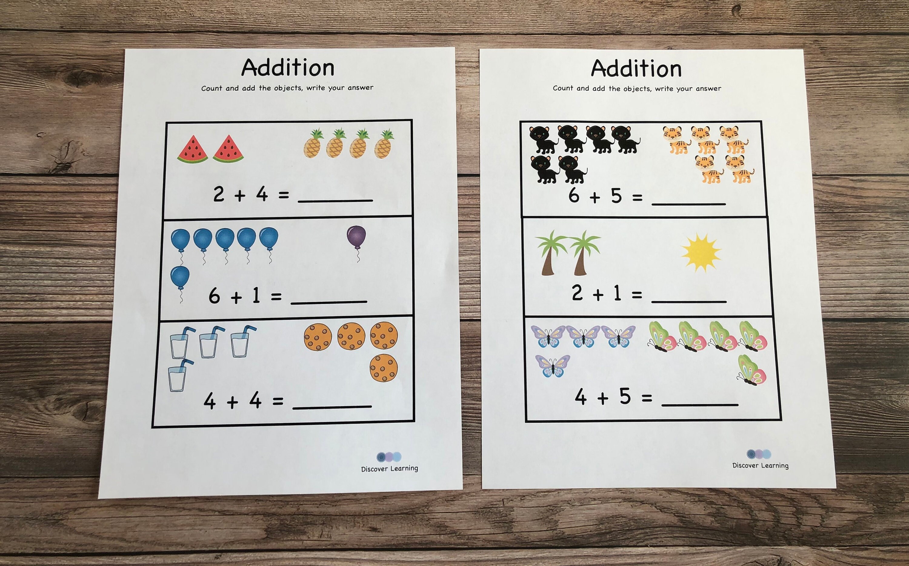 Addition Worksheets Adding with Pictures Printable Digital | Etsy