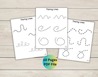 Line Tracing Worksheets - Pre-Writing Activity - Pencil Control Printable Worksheets - 10 pages