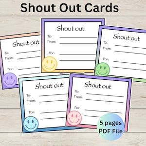 Criez des cartes - un visage heureux - des cartes de remerciement de l'enseignant - un fichier PDF - des cartes d'encouragement - des cartes de compliments avec un visage souriant