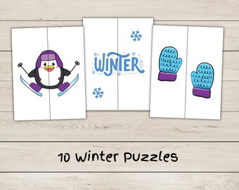 10 Winter Puzzles - Matching Game - Printable Puzzles