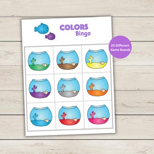 Colors Bingo - 20 Different Game Boards - Call Cards and Game Board Markers Included - Printable Bingo Game - Easy Bingo - Preschool Bingo