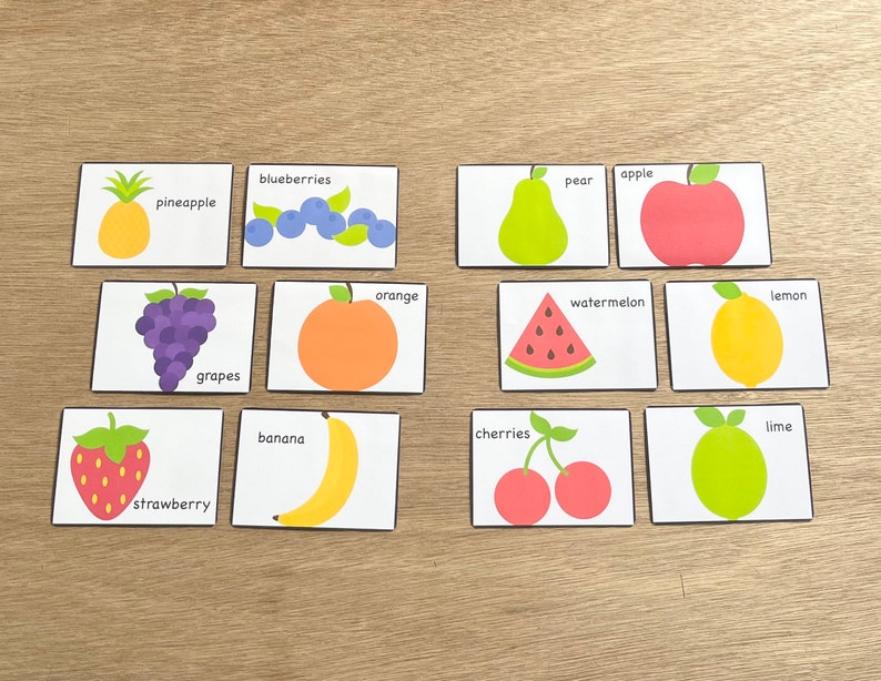 Tarjetas didácticas de frutas y verduras Laminadas, vienen con bolsa ...