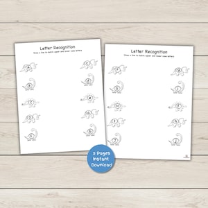 Hojas de trabajo para unir letras de dinosaurios - Hacer coincidir letras mayúsculas y minúsculas - Hojas de trabajo del alfabeto - Hojas de trabajo de reconocimiento de letras