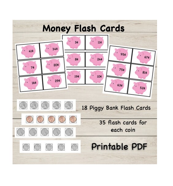 Money Flash Cards Counting Coins Printable PDF File - Etsy