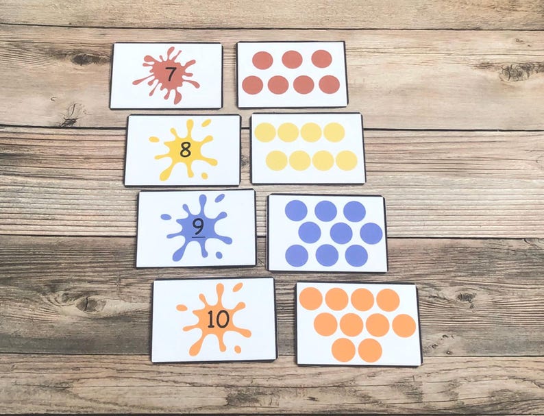 Tarjetas de conteo laminadas: números del 1 al 10, bolsa con cierre ...