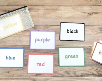 Colors Flash Cards - Laminated- 10 Different Colors- Comes with Zip Pouch