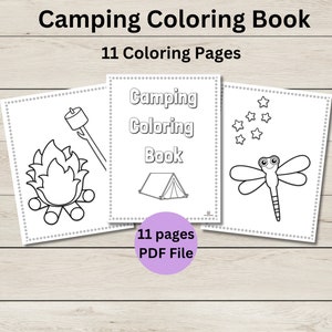 Camping Coloring Book - Instant Download - Camping Coloring Pages -  PDF File