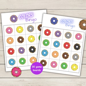 Farben Bingo - 30 Verschiedene Spielbretter - Party Spiel, Printable Bingo - Instant Download