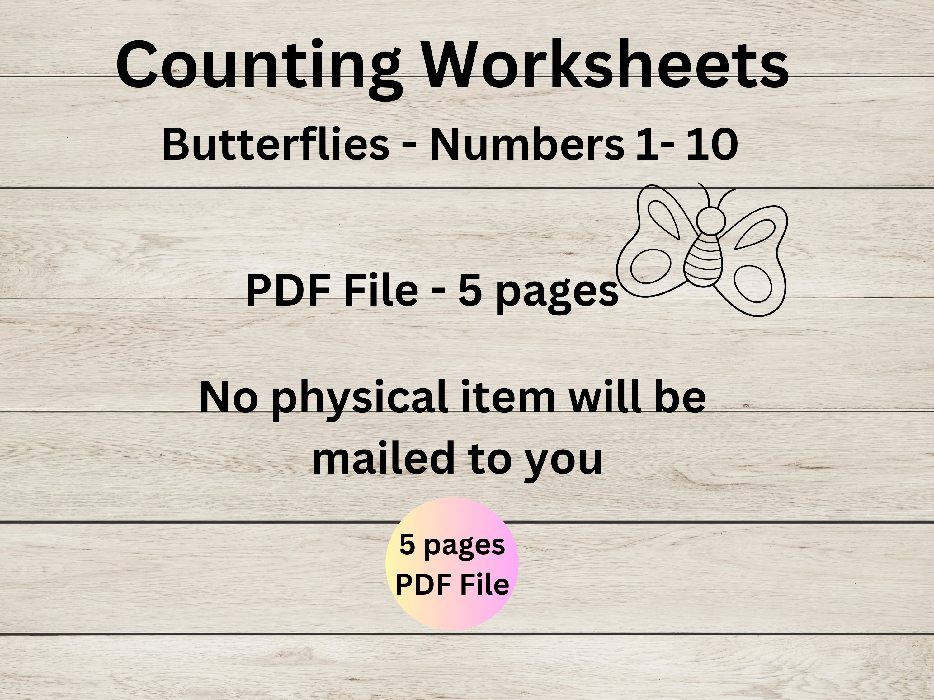 Butterfly Counting Worksheets - Numbers 1-10 - Printable Math (PDF ...