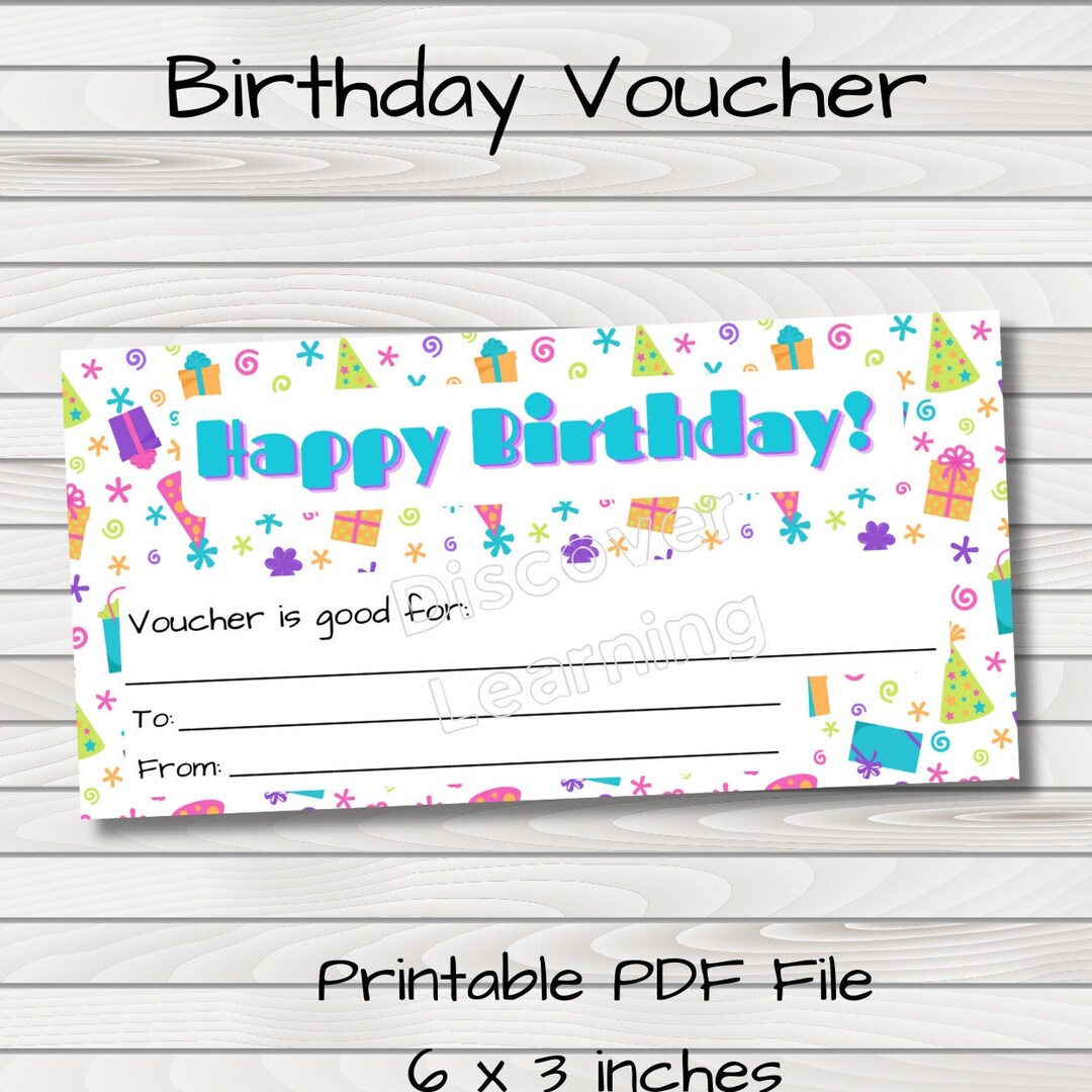 Birthday Voucher Printable PDF File Birthday Coupon - Etsy