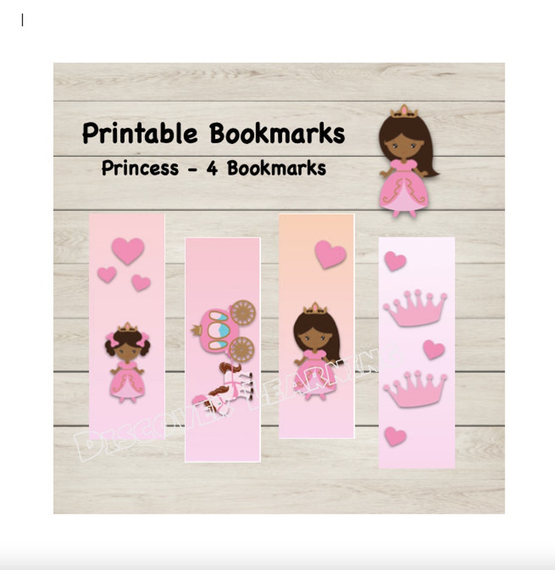 Princess Bookmarks Printable Bookmarks Set of 4 Party - Etsy