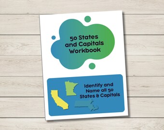 Dry Erase Capitals and 50 States Workbook - Identify and Name States and their Capitals- Dry Erase or Regular Paper