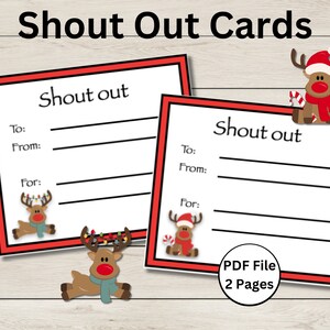 Shout Out Cards - Christmas Reindeer - Teacher Shout Out Cards - Encouragement Cards - Compliment Cards - Instant Download