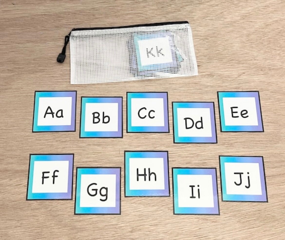 Alphabet Flash Cards 3x3 Inch Size, Laminated, Comes With Zip Pouch