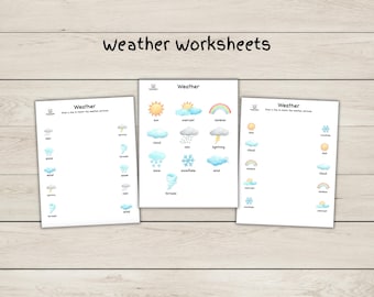 Weather Matching Worksheets - PDF Instant Download