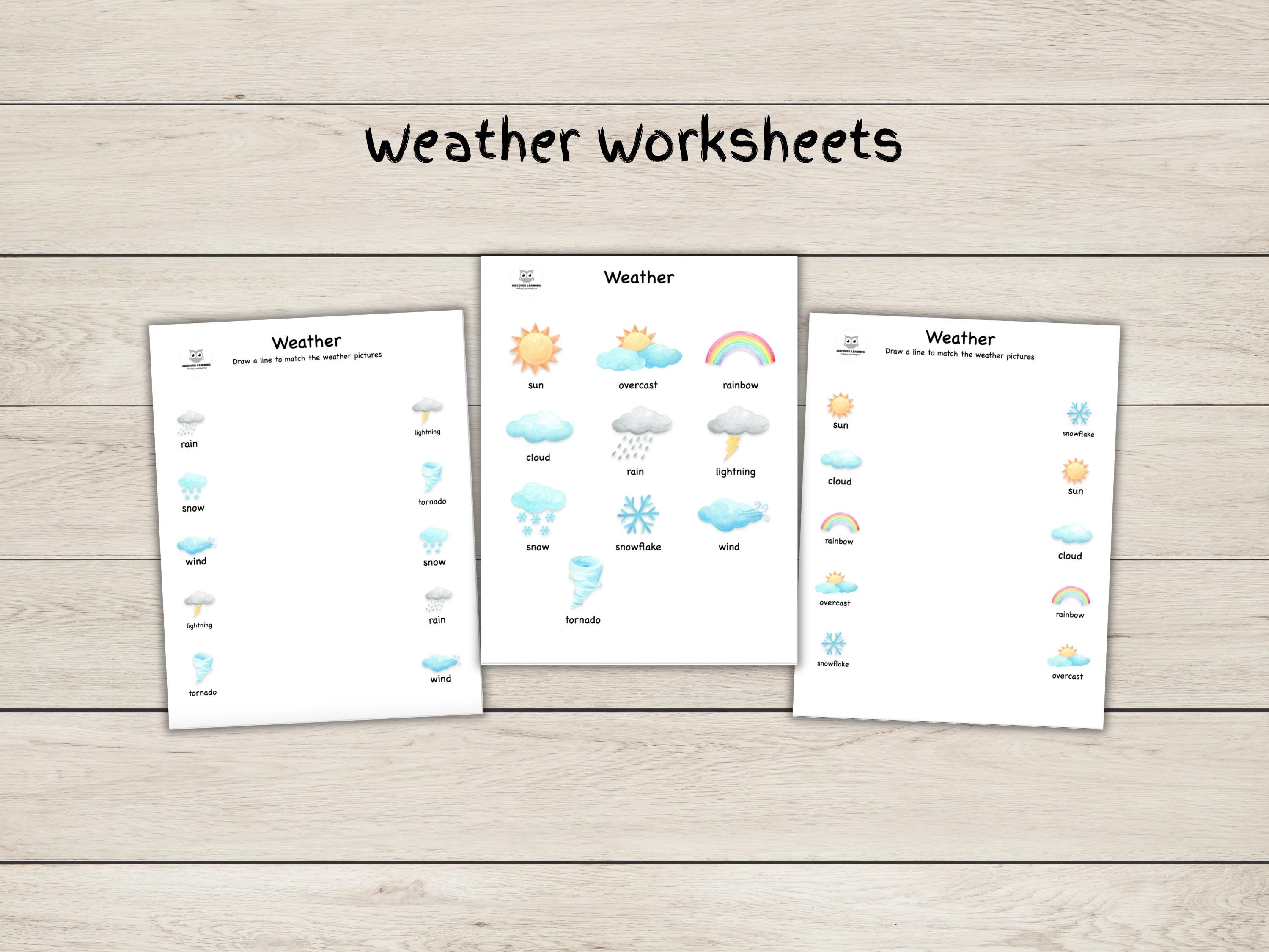 Weather Matching Worksheets - PDF Instant Download - Etsy