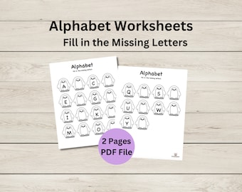 Alphabet Worksheets - Fill in Missing Letters - Penguins - Printable Worksheets - PDF File