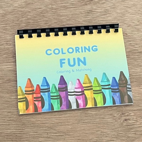 Mini Coloring Book -Coloring & Matching Activity with Color Pictures - Perfect for Road Trips, Airplane Trips, at Restaurants, Party Favors