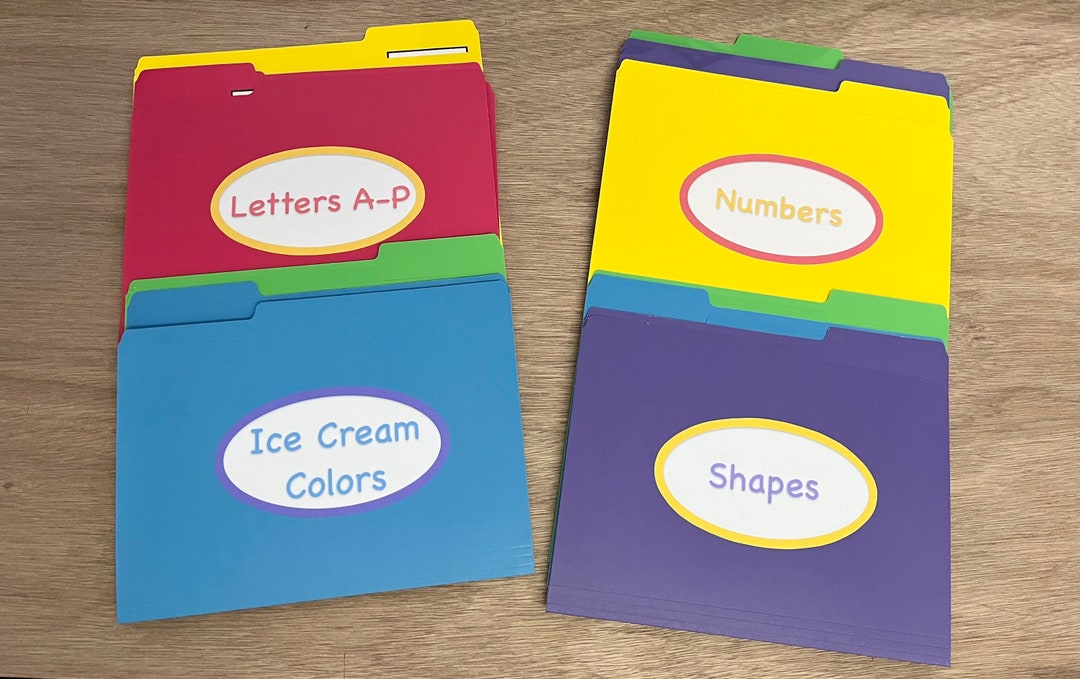 Set of 10 File Folder Games, Colors, Letters, Shapes Preschool