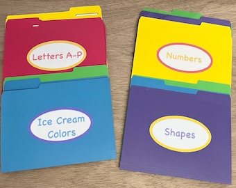 Set of 10 File Folder Games, Colors, Letters, Shapes - Preschool Kindergarten File Folder Activities - Set 1 of 3