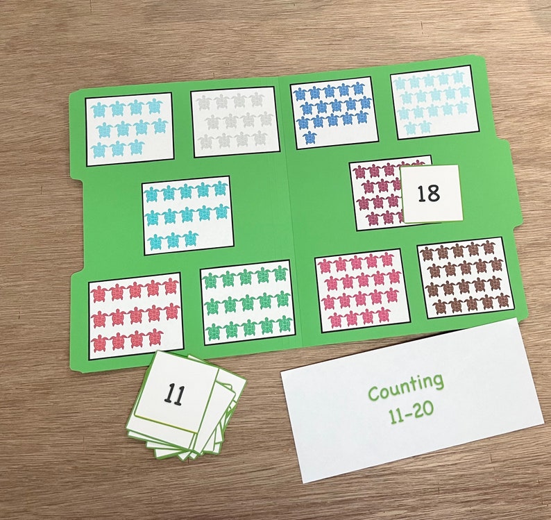 Turtle Counting File Folder Games: Numbers 1-20, Set of 2 - Etsy
