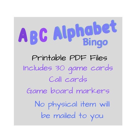 Alphabet Bingo, Bingo 30 Different Game Boards Call Cards & Game Board ...