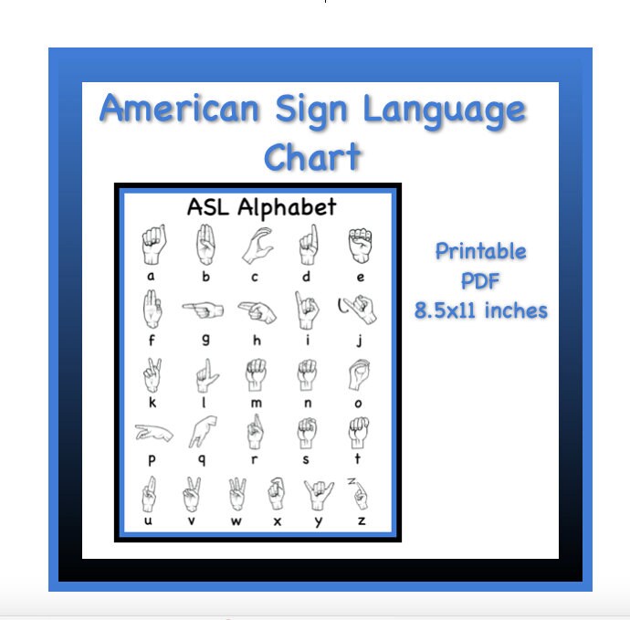 american sign language alphabet chart asl poster etsy