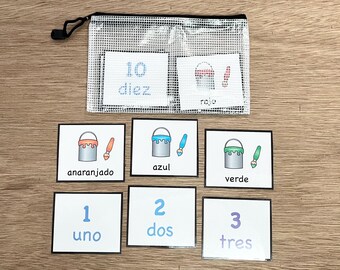 Spanish Colors and Numbers Flash Cards - Comes with Storage Pouch