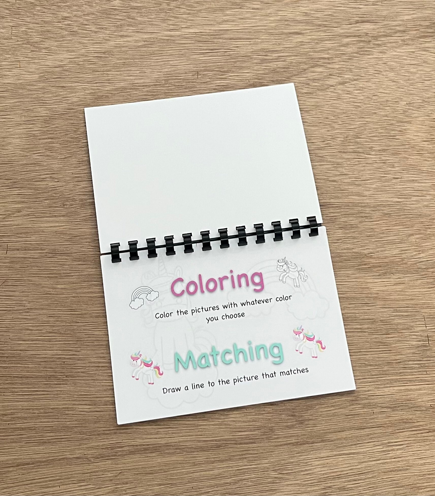 Mini Coloring Book Unicorns Coloring & Matching Activity With Color ...