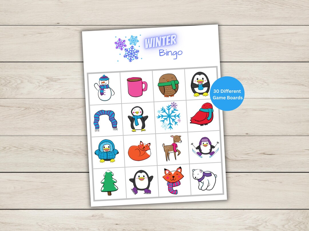 Winter Bingo Game- 30 Game Boards - Call Cards - Board Markers ...