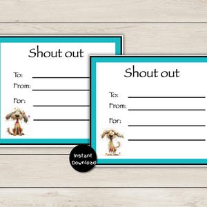Cartes Dog Shout - Cartes d'encouragement - Cartes de compliments - Carte Crier du personnel