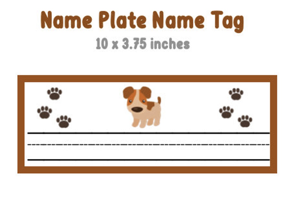Name Plates Name Tags Dog Practice Writing Name Printable 10 x Etsy