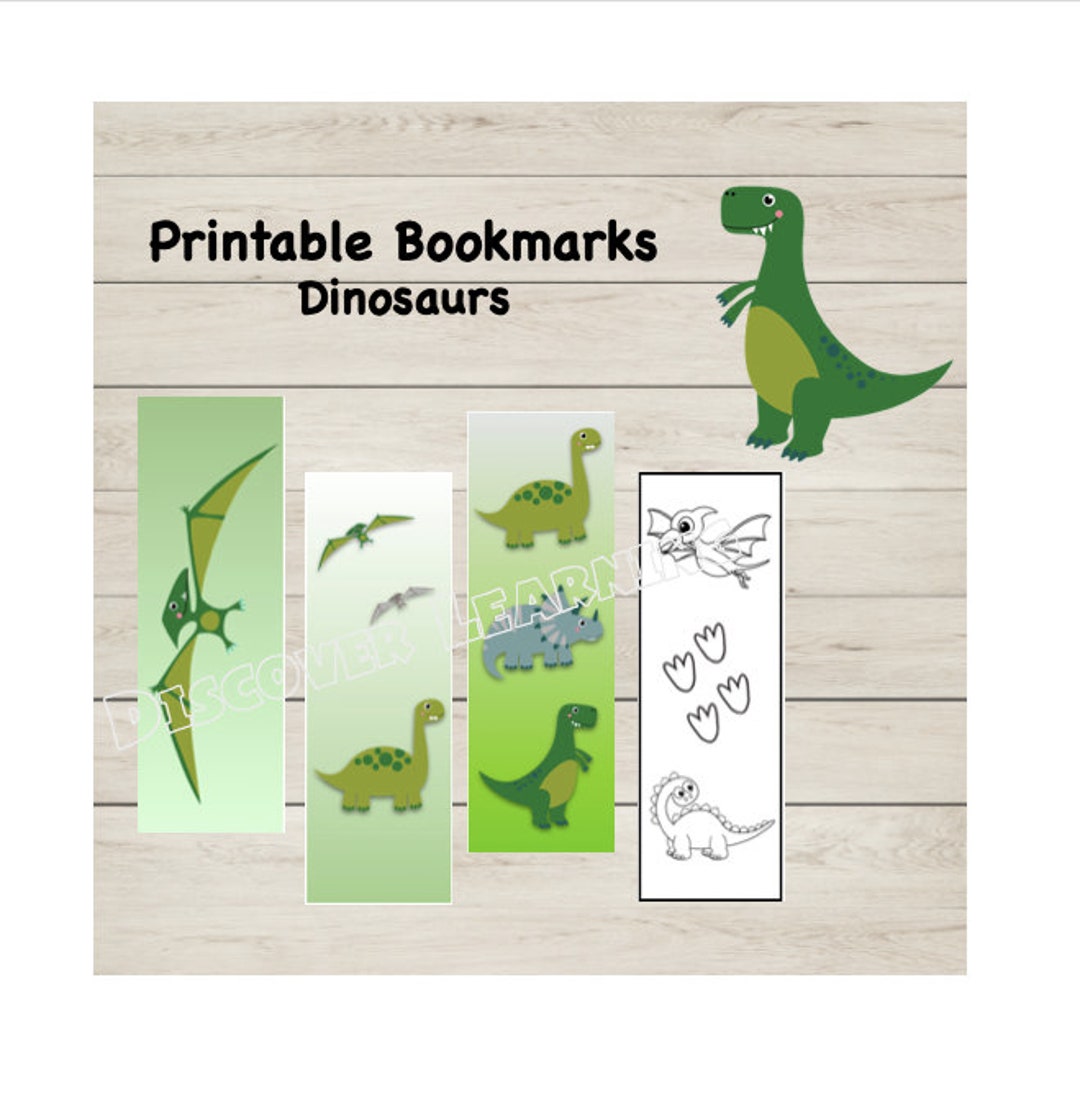 Dinosaur Bookmarks Printable Bookmarks Set of 4 Party - Etsy