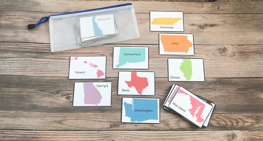 50 States Flash Cards, United States Laminated Ready to Use, Comes With ...