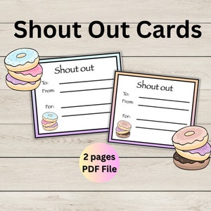 Shout Out Cards - Donuts - Teacher Shout Out Cards - PDF - Encouragement Cards - Compliment Cards - Staff Shout Out Card