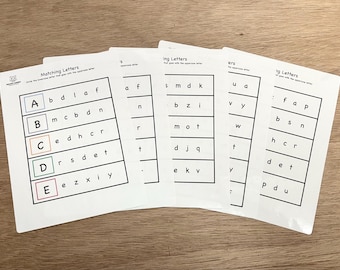 Reusable Laminated Alphabet Worksheets - Match Uppercase and Lowercase Letters - Letter Recognition - 5 Pages