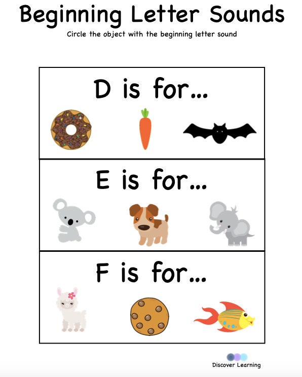 Beginning Letter Sounds Worksheet A is for... Digital | Etsy