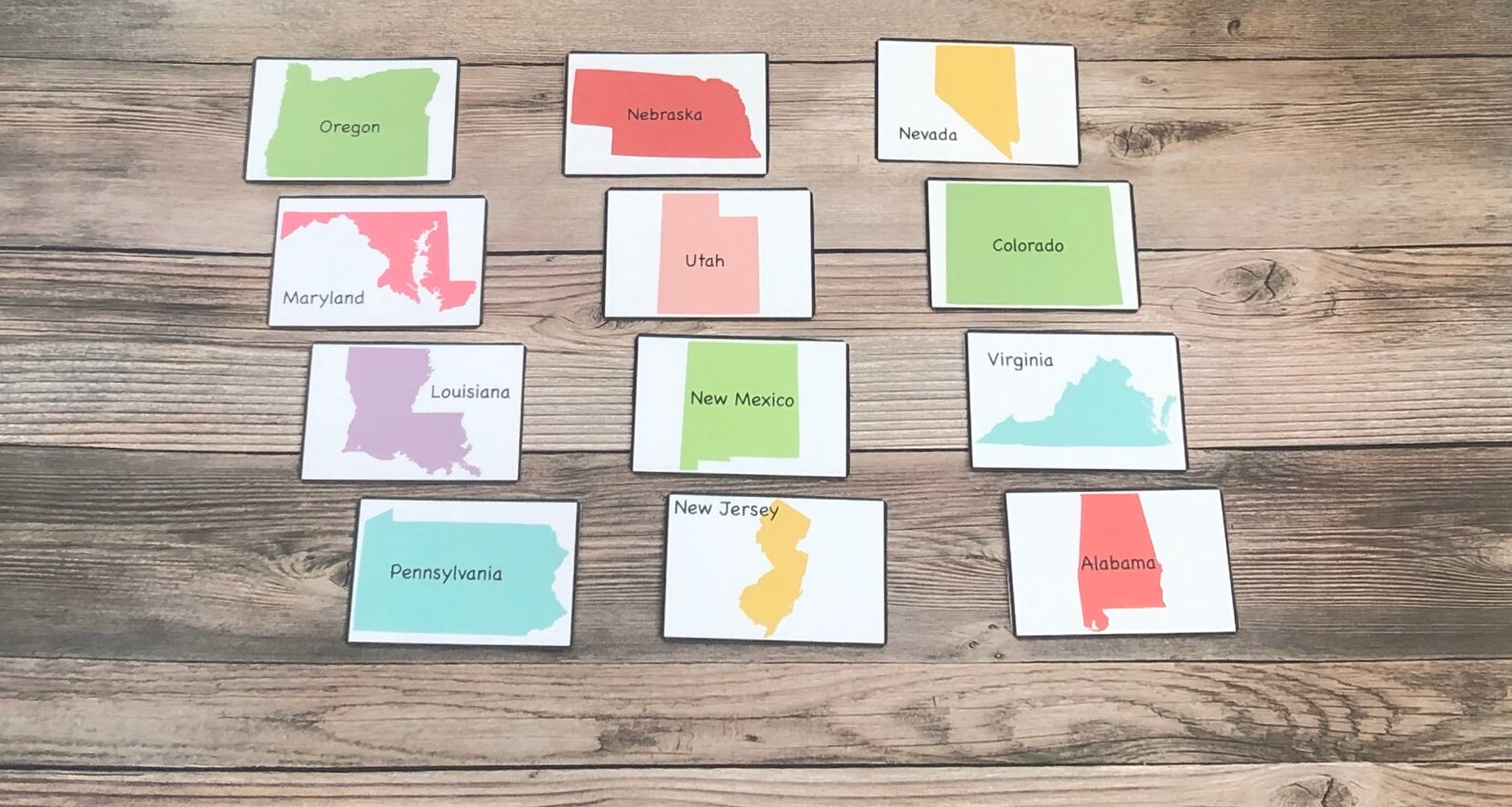 50 States Flash Cards US Laminated Ready to use Comes | Etsy