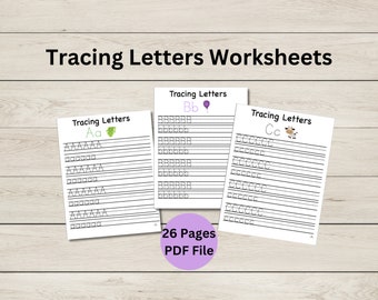 Tracing Letters Worksheets - One page for each letter - Writing Worksheets - Printable Worksheet - PDF File