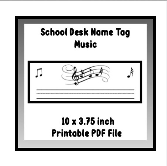 school desk name tags music printable 10 x 3 75 inches etsy