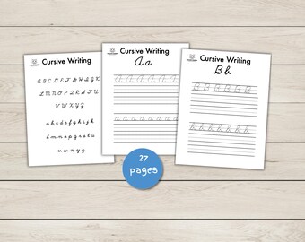 Cursive Writing Worksheets - Tracing Letters - One Page for Each Letter - PDF File