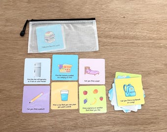 Indoor Scavenger Hunt Game - 30 Household Items to Find - Laminated - Comes with Zippered Pouch